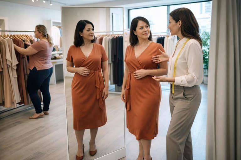 femme choisissant robe selon morphologie
