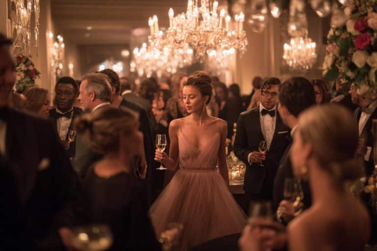 femme elegante en robe de tulle soirye